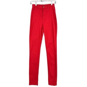 Angry Rabbit Red High Waisted Skinny Jeans Womens Size 26 Cotton Blend
